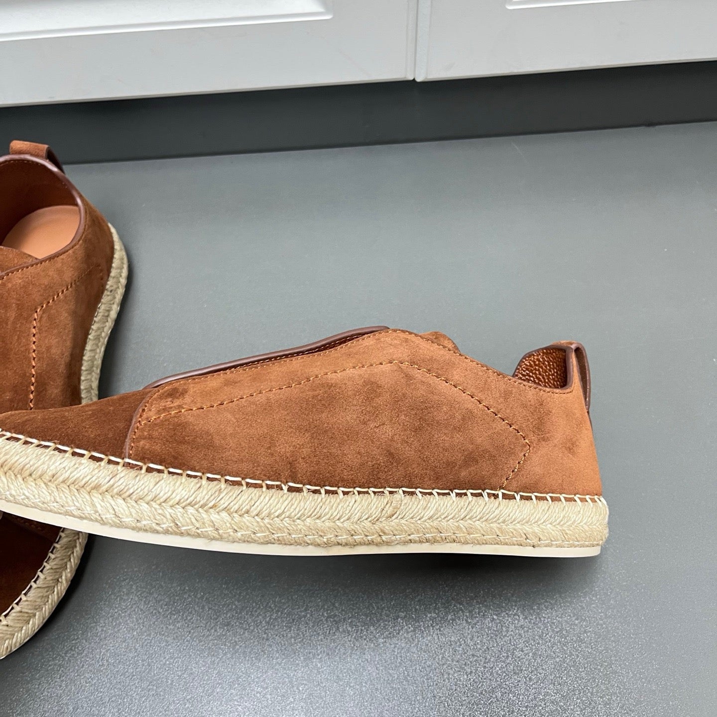 Lovestahl Men White Suede Slip On Espadrille Shoes Hidden Elastic Band Hand Woven Jute Sole Luxury Daily Flat Loafers EU Sizes 39-46