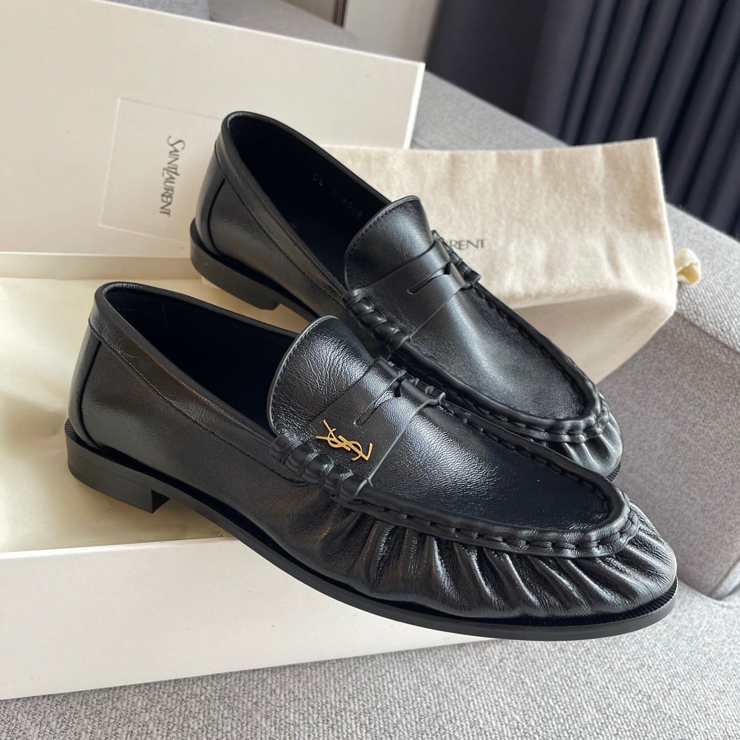 Lovestahl Hand Pleated Suede Lambskin Loafers Custom Original Copper Metal Buckle 1:1 Italian Leather Outsole Hand Stitched Luxury Slip On Shoes Sizes 35-41