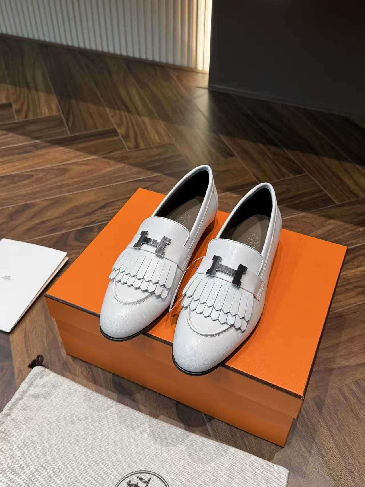 LOVESTAHL Paris Tassel H Buckle Loafers Soft Full Goatskin Genuine Leather Flat Slip On Shoes For Women Office Daily Commute