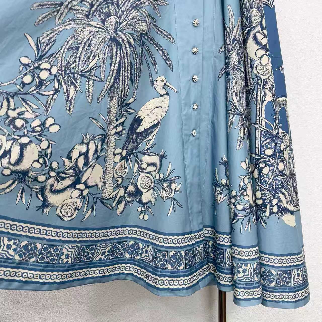 Lovestahl Viral Corset Midi Dress 100% Organic Cotton Mediterranean Lemon Botanical Print Square Neck Swing Skirt Holiday Dress Sizes 6-12 In Stock