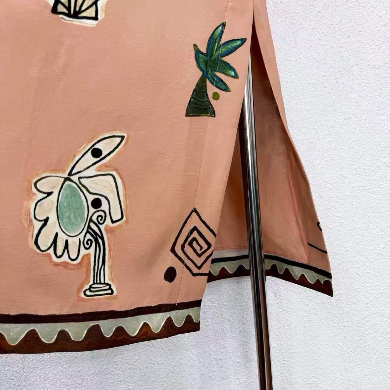 Lovestahl New Arrival Abstract Desert Camel Graffiti Print Strapless Midi Dress 83% Viscose 17% Linen With Cotton Lining Slim Bodycon Party Dress Sizes 6-12 In Stock