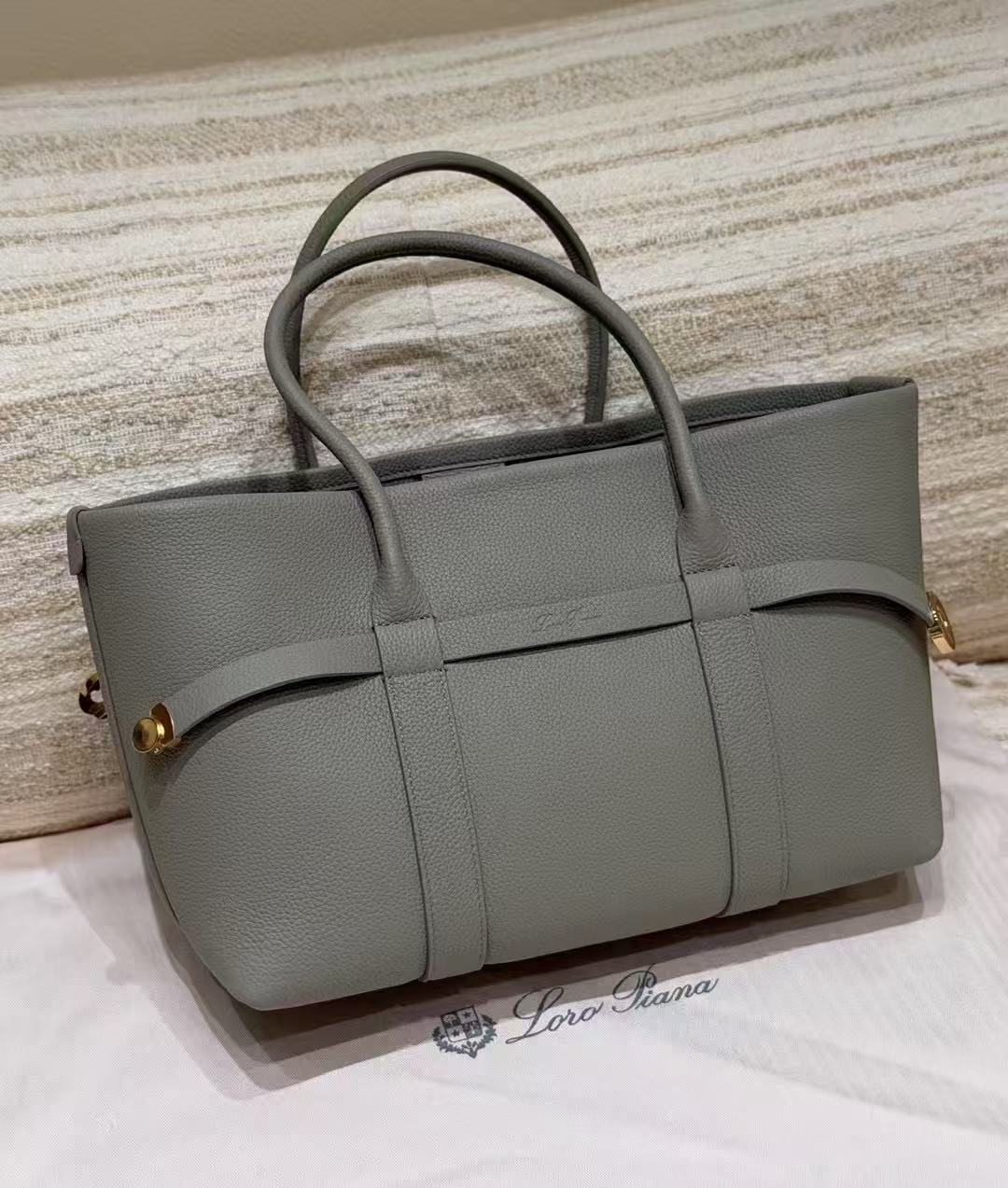 LOVESTAHL New Canvas Ghiera Shopper Tote Bag with Leather Trim, Convertible Hand & Shoulder Carry Daily Bag