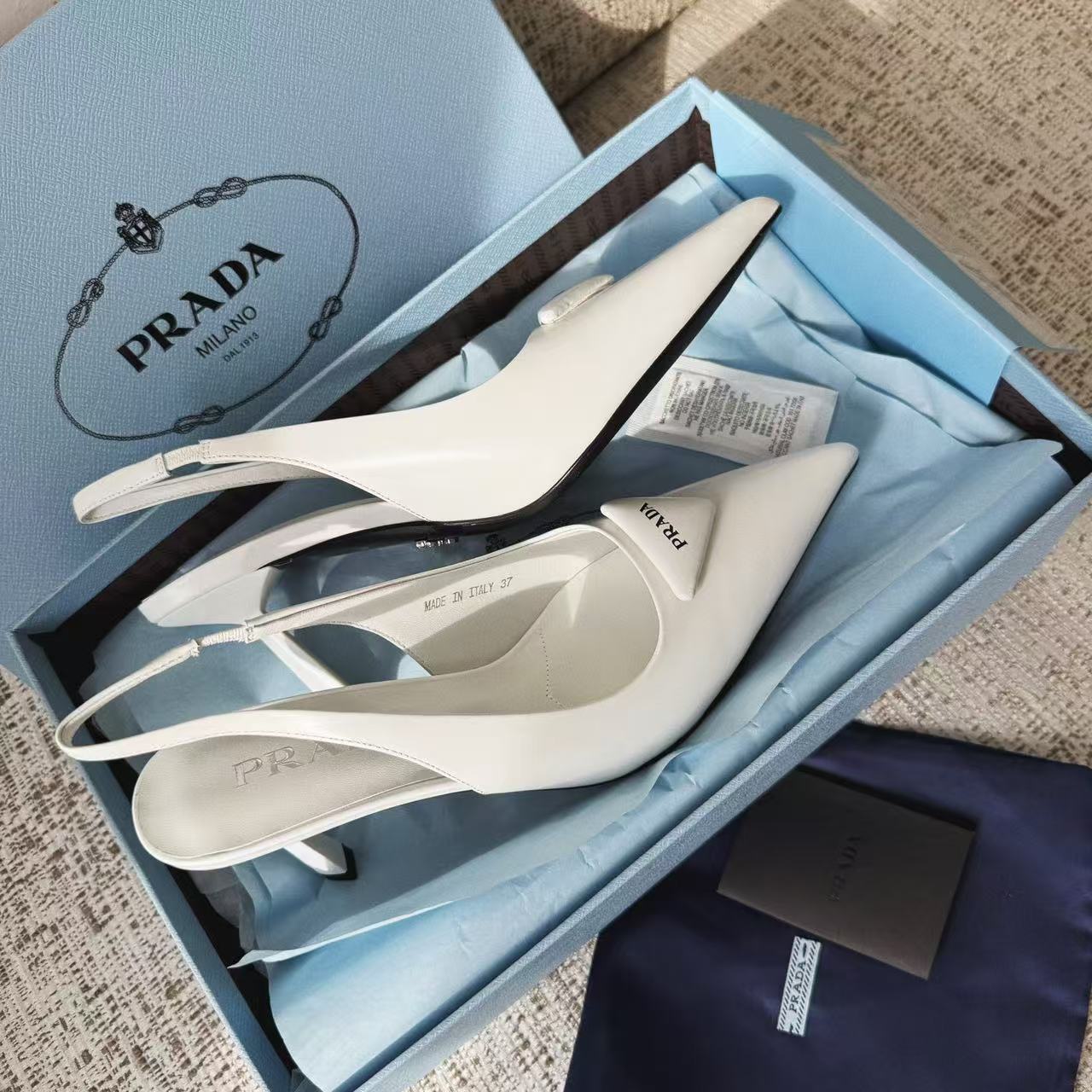 LOVESTAHL Women Pointed‑Toe Sling‑back Pumps, Genuine Cow‑Leather Triangle‑Logo Stiletto Heels, Elastic Back‑Strap Elegant Formal Dress Shoes