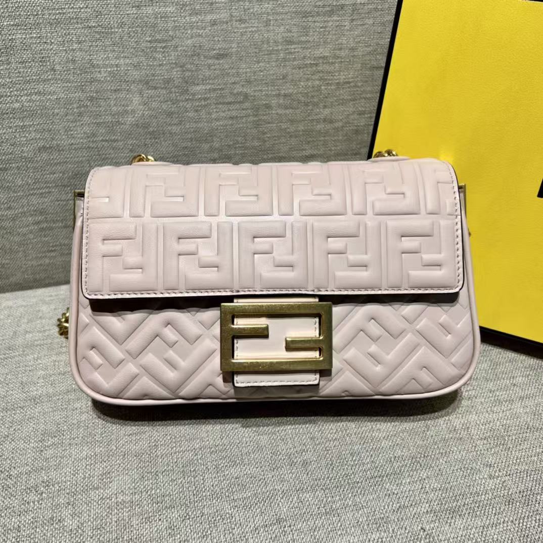 LOVESTAHL Embossed FF‑Logo Baguette Shoulder Bag