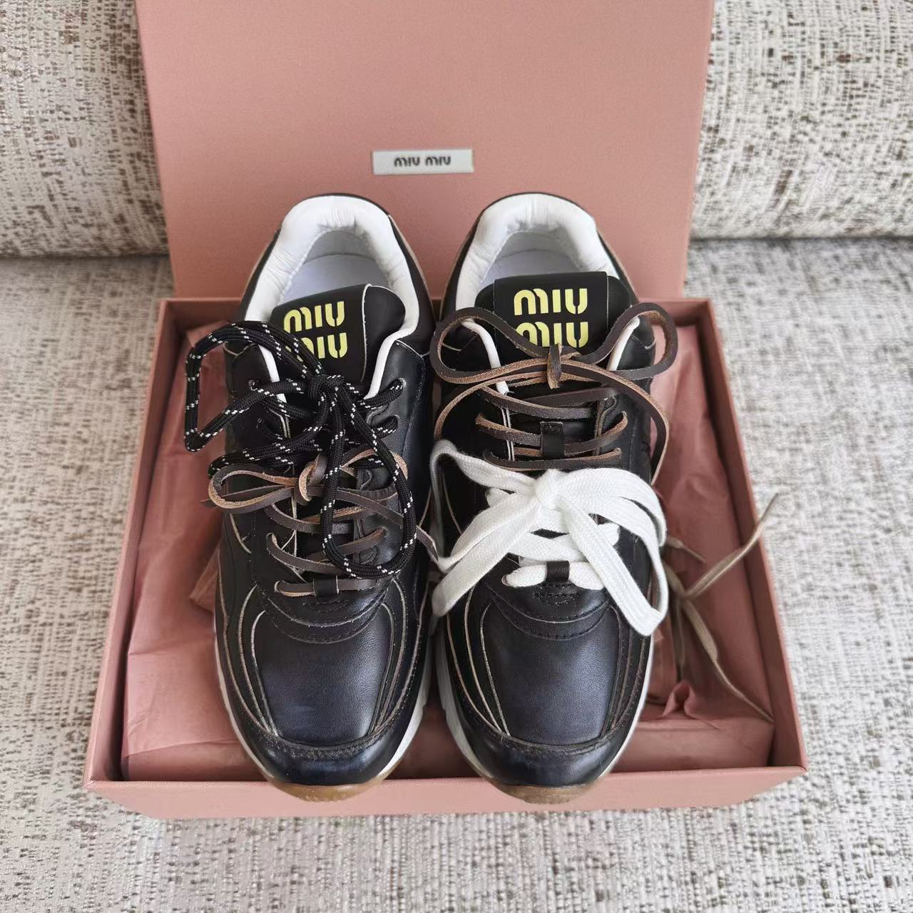 LOVESTAHL Collab‑Edition Full‑Grain‑Leather Retro Sneakers
