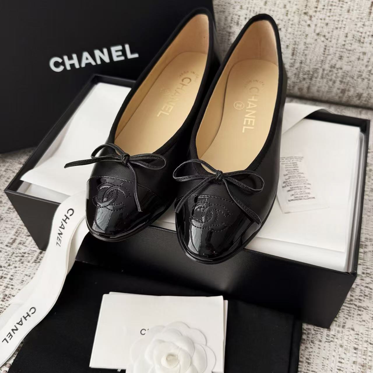 LOVESTAHL Women Quilted Ballet Flats, Genuine Cow‑Leather Round‑Toe Slip‑On Loafers, Bow‑Decor Elegant Daily Dress Shoes