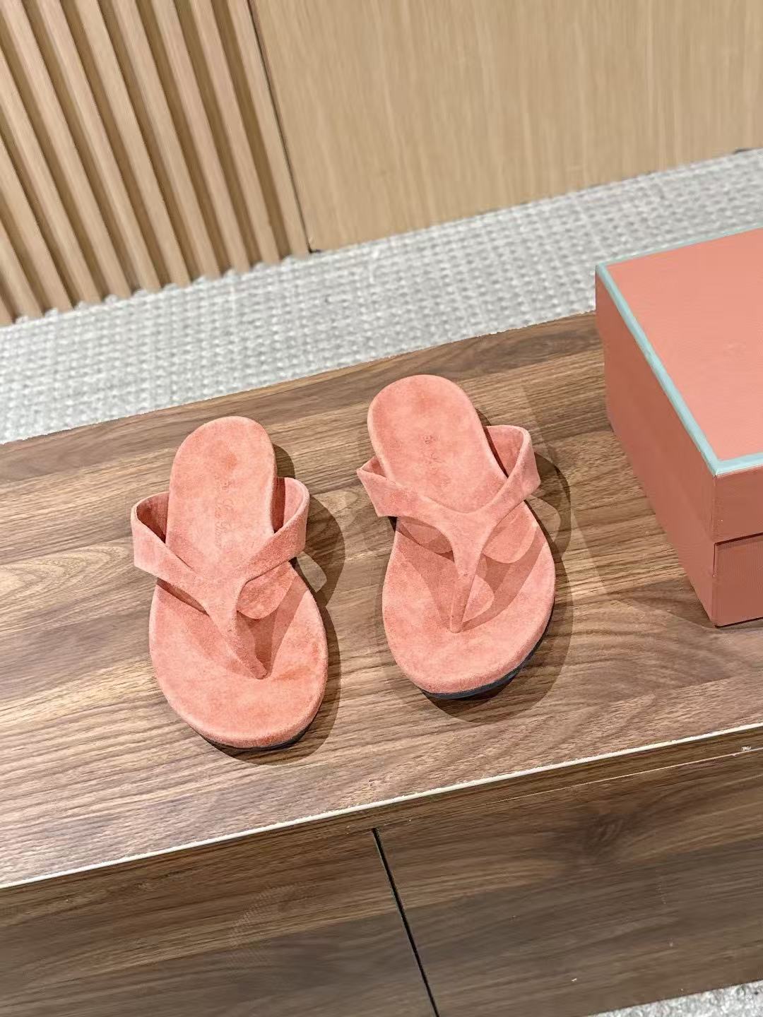 LOVESTAHL Suede Thong‑Style Flip‑Flop Slide Sandals