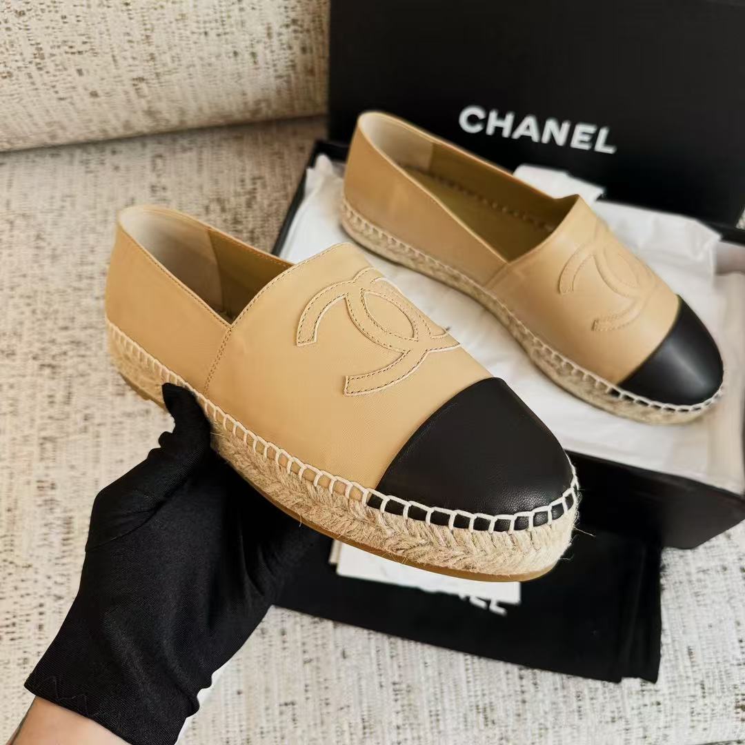 LOVESTAHL Women Slip‑On Espadrille Flats, Genuine Cow‑Leather Round‑Toe Loafers, Hand‑Woven Jute Sole Casual Daily Shoes