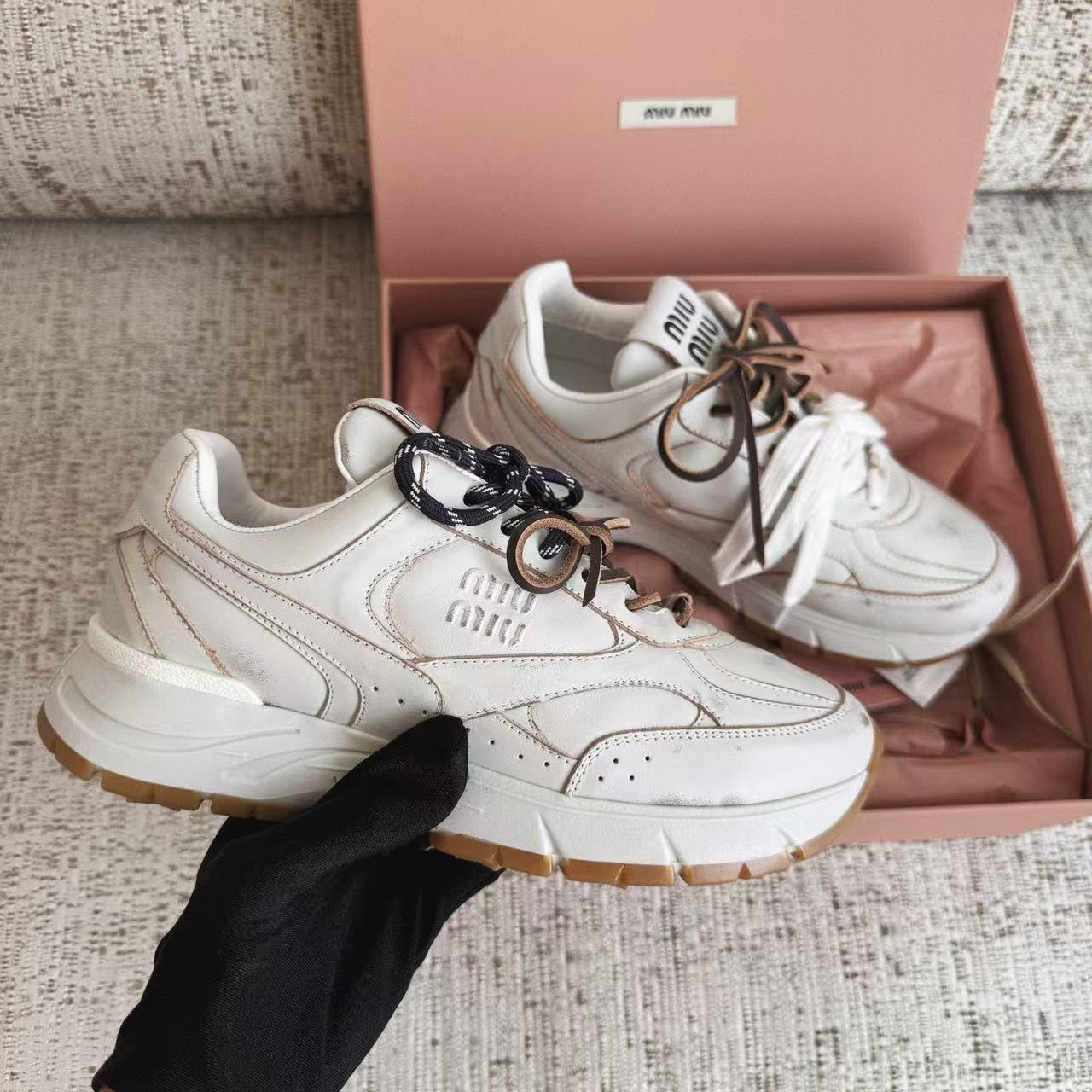 LOVESTAHL Collab‑Edition Full‑Grain‑Leather Retro Sneakers