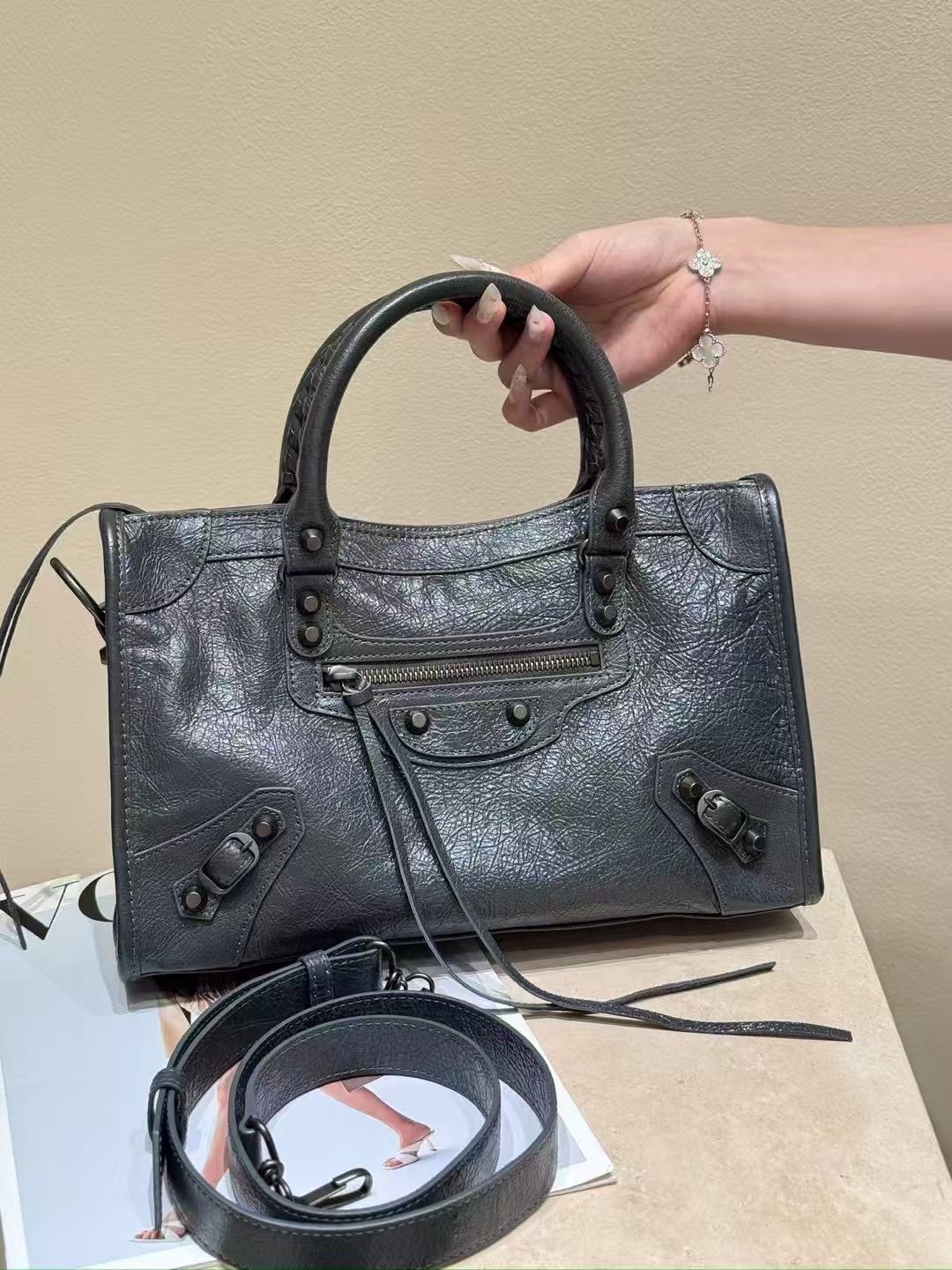 LOVESTAHL Vintage Black Studded City Shoulder Bag, Sizes Available, Removable Crossbody Strap