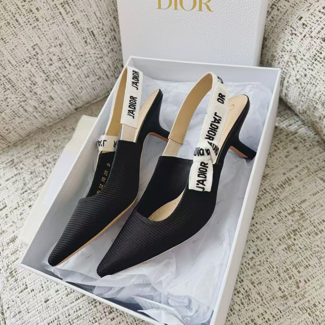 LOVESTAHL Women Sling‑back Kitten‑Heel Pumps, Pointed‑Toe Textured Fabric Mules, Elegant Ribbon Strap Party High‑Heels, Slip‑On Formal Dress Footwear