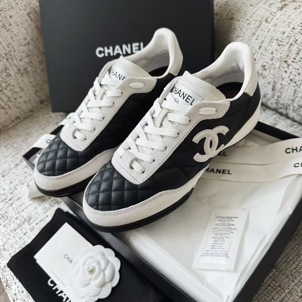 LOVESTAHL Women Quilted Lace‑Up Sneakers, Genuine Cow‑Leather & Suede Color‑Block Platform Trainers, Non‑Slip Casual Walking Shoes