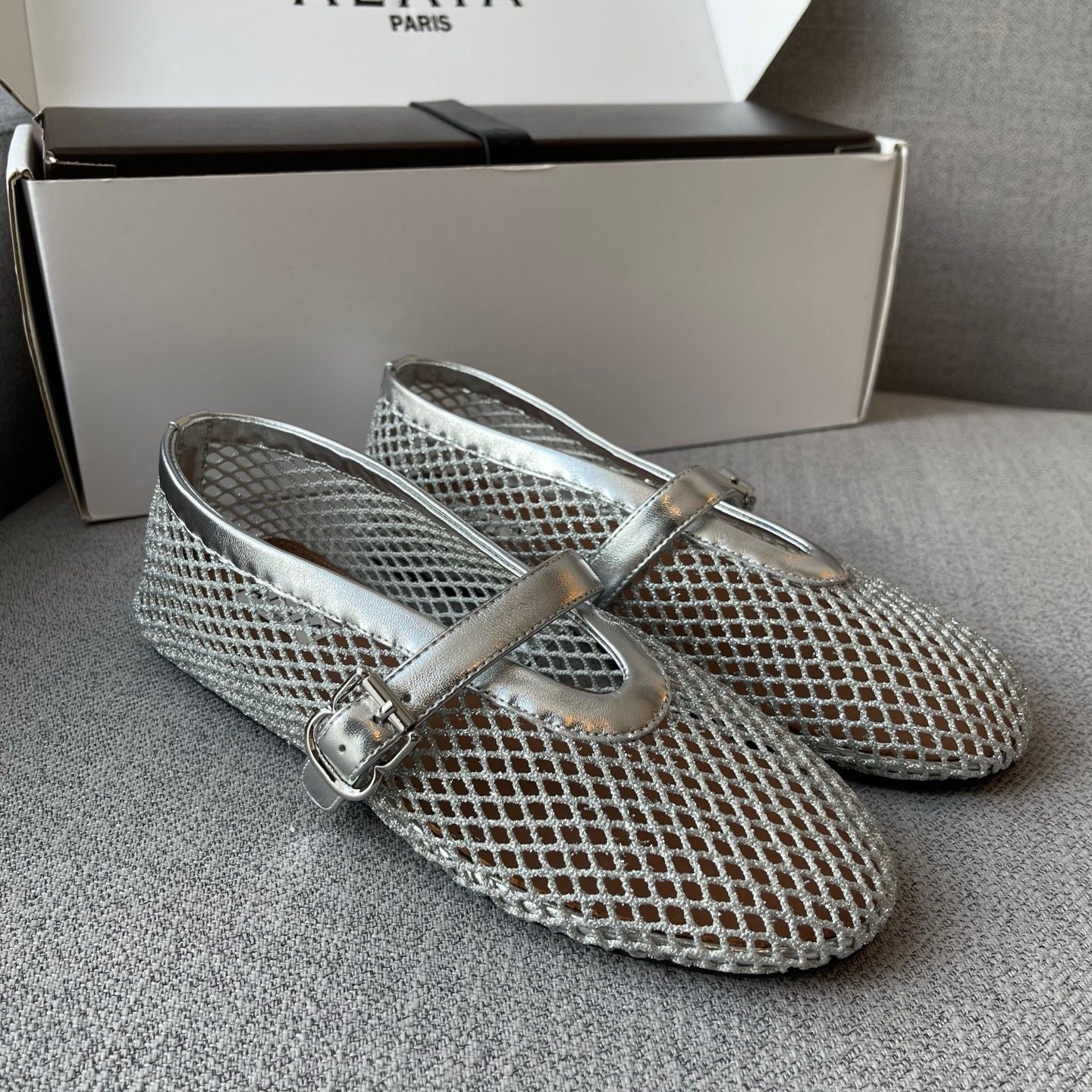 Lovestahl Hollow Mesh Mary Jane Ballet Flats Patent Leather Spliced Soft Sheepskin Lining Private Mold TPU Outsole Retro French Daily Shoes Sizes 35-41